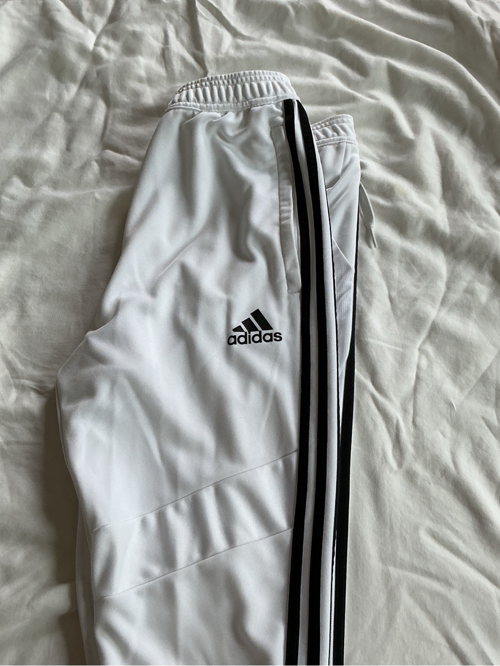 adidas White Joggers with Black Side Stripes